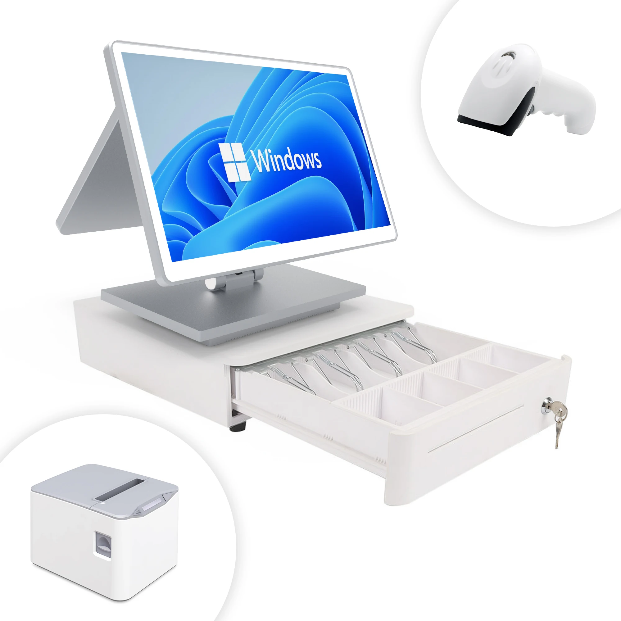Buy Dual Screen Manual POS Machine Hardware Terminal Touch Screen Monitor Case For Cash Register POS System