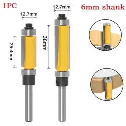 1pc 6mm Shank Flush Trim Bit Router Bit With Double Bearing Trimming Milling Cutter For Wood Bit End Milll Woodworking Tools