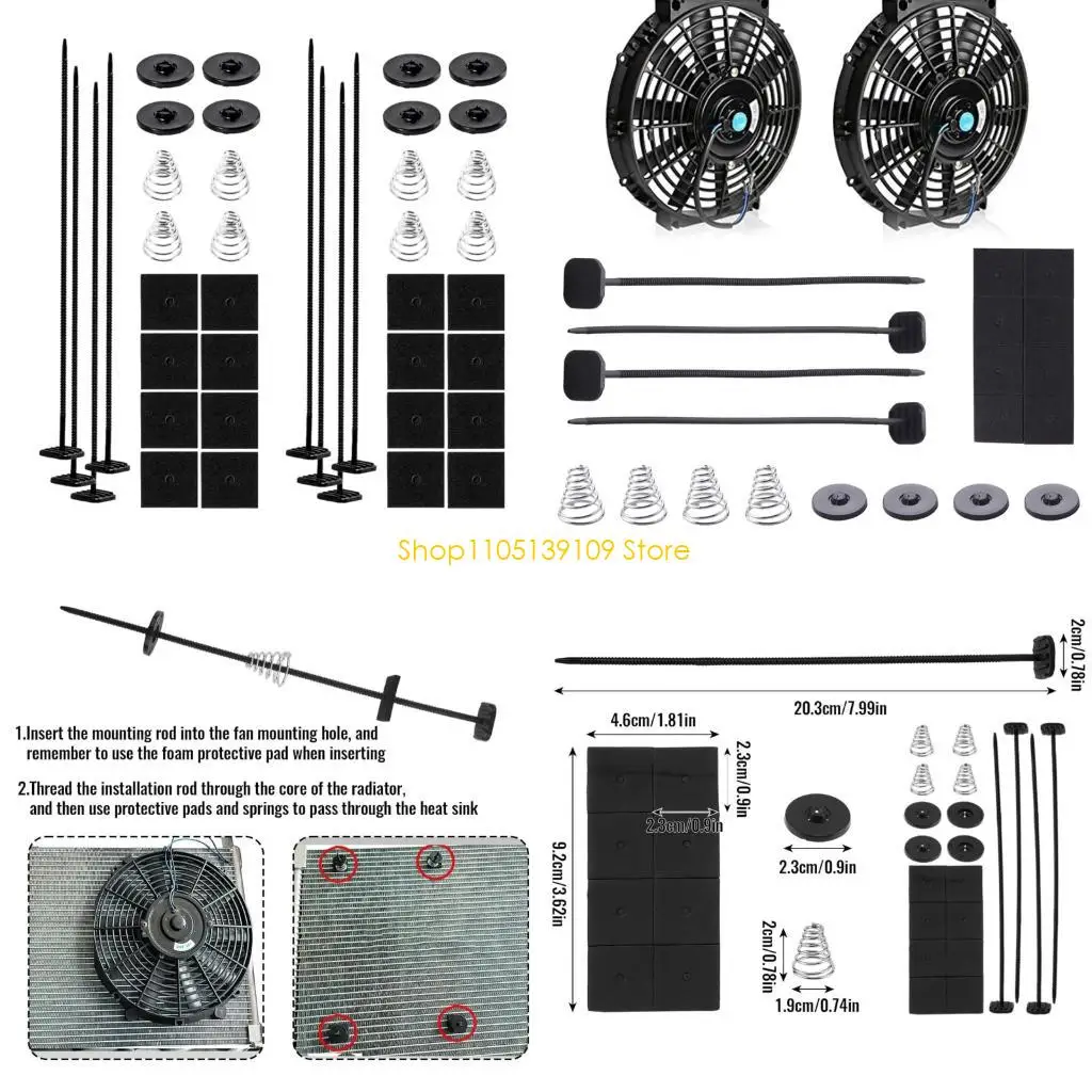 

P5ED 2/3/4 Set Mounting Tie Strap Electric Car Fan Mounting Easy Installation Automotive Radiator Fan Mount Zip Ties Clip