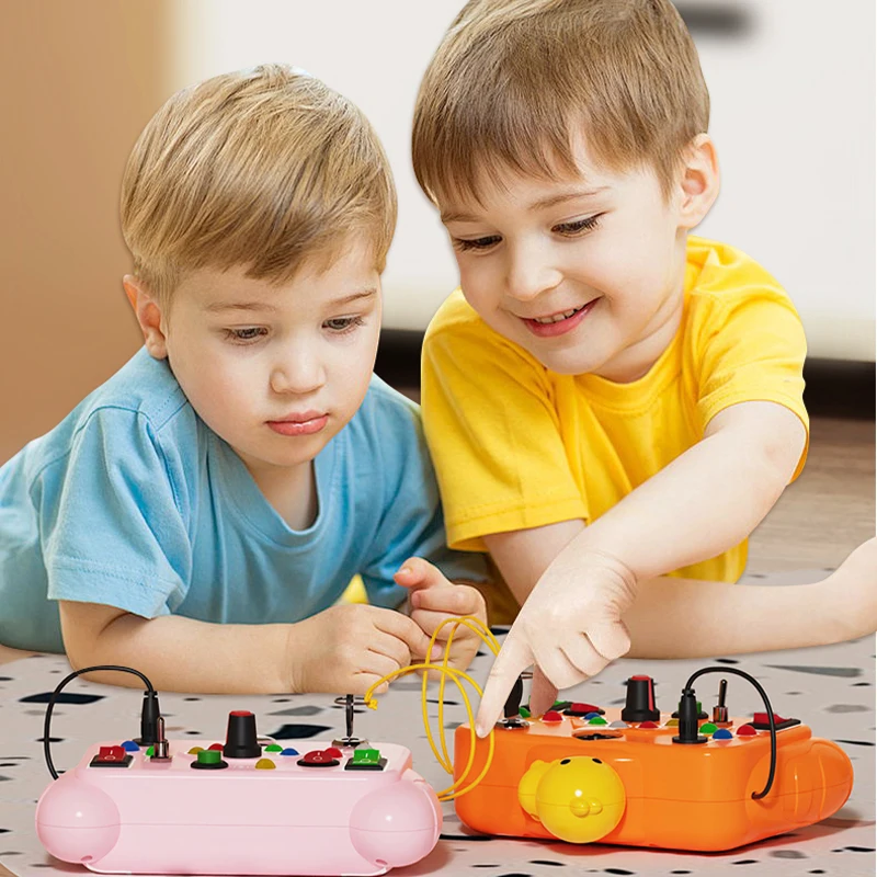 Montessori Children Busy Board Sensory Toys Cartoon with LED Light Switch Control Board Travel Activities Game for Kids Gifts