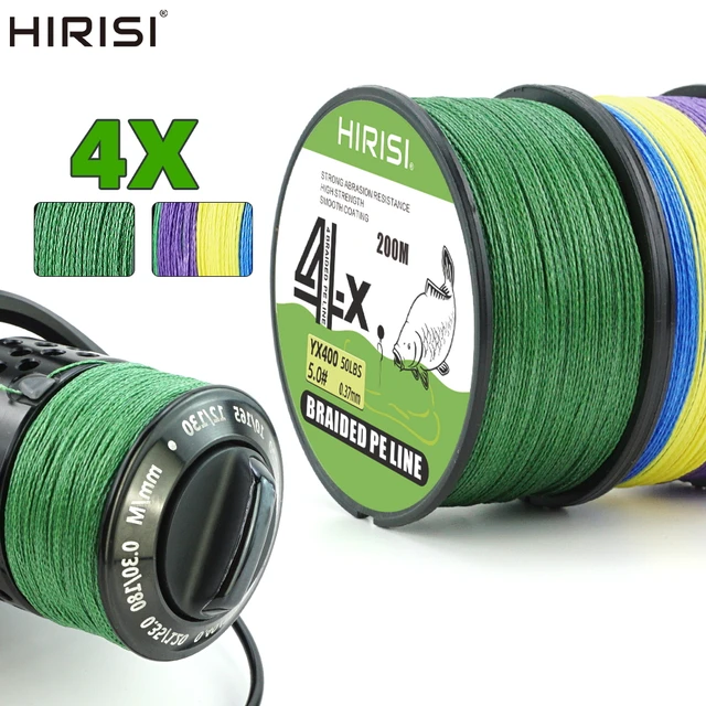 Hirisi 4 Strands 200M PE Braided Fishing Line Japan Durable Multifilament Fishing Line Super Smooth Carp Fishing Line