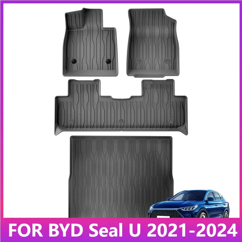

For BYD Seal U 2021-2024 For BYD Song Plus EV/DMI Sealion 6 LHD Car Floor Mats TPE 3D Trunk Pad Foot Mat Black