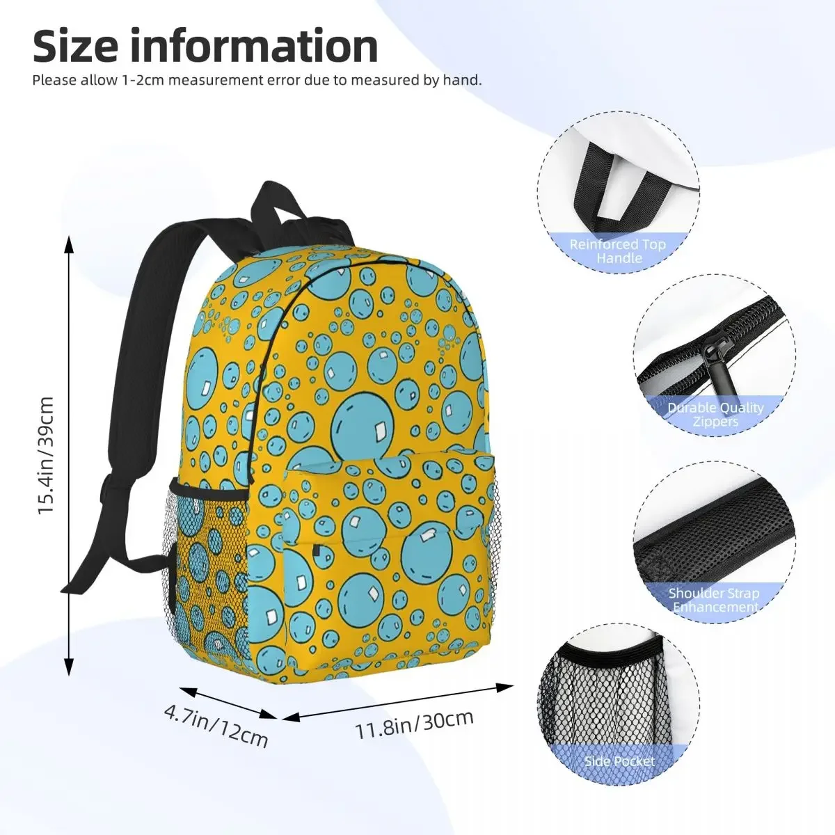 Bubbles Backpacks Boys Girls Bookbag Casual Students School Bags Travel Rucksack Shoulder Bag Large Capacity