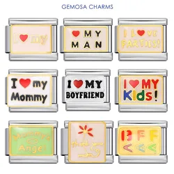 GEMOSA Designed Colorful Glaze Family Relatives Italian Charm Link Fit 9mm Stainless Steel Jewelry DIY Making Beads Bracelet