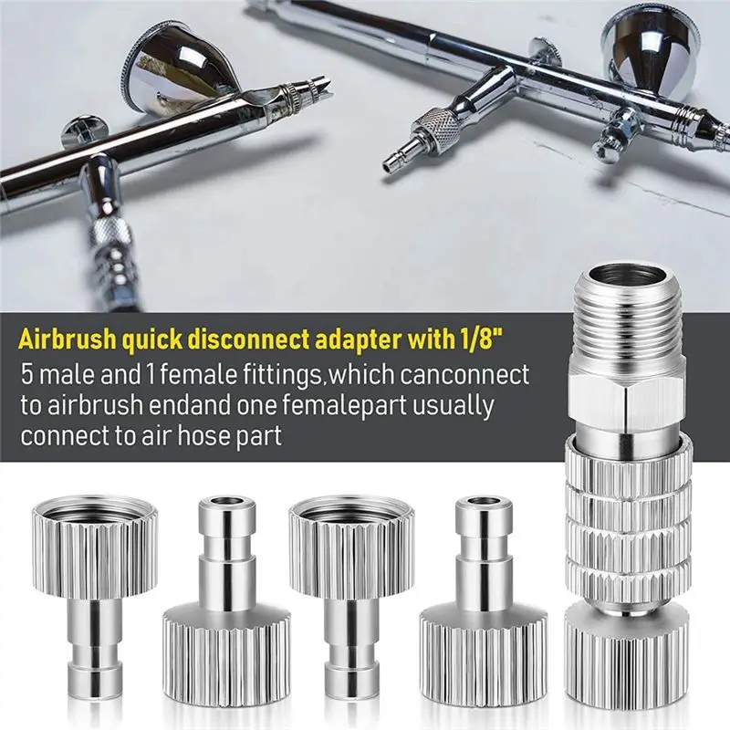 AF89-Airbrush Quick Disconnect Coupler Release Fitting Plug, 6Pcs 1/8 In BSP Konektor Jantan dan Betina Adaptor Air Brush