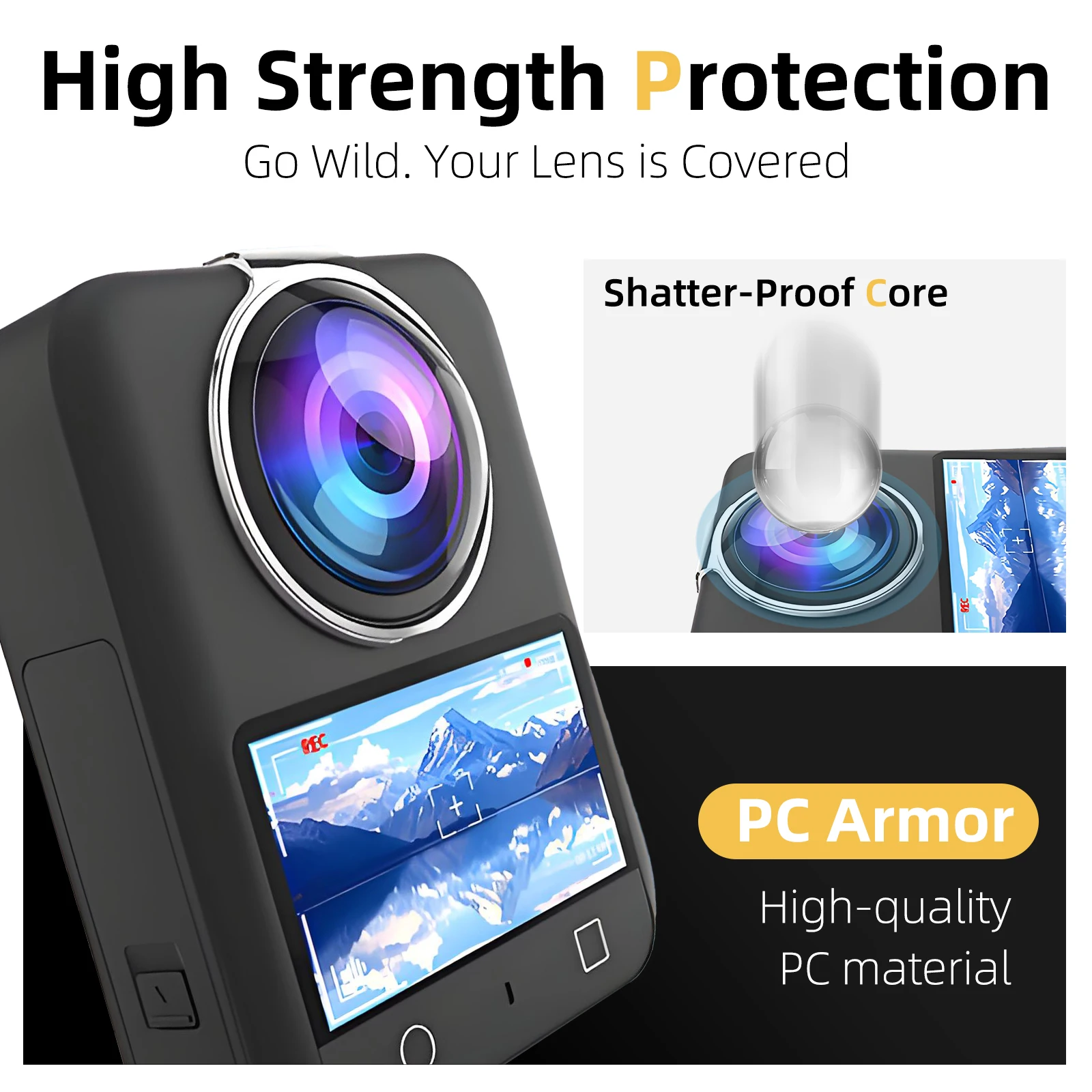 Protection d'objectif pour DJI Osmo 360, protecteur d'objectif en matériau PC haute transparence pour caméra DJI Osmo 360, accessoires anti-rayures