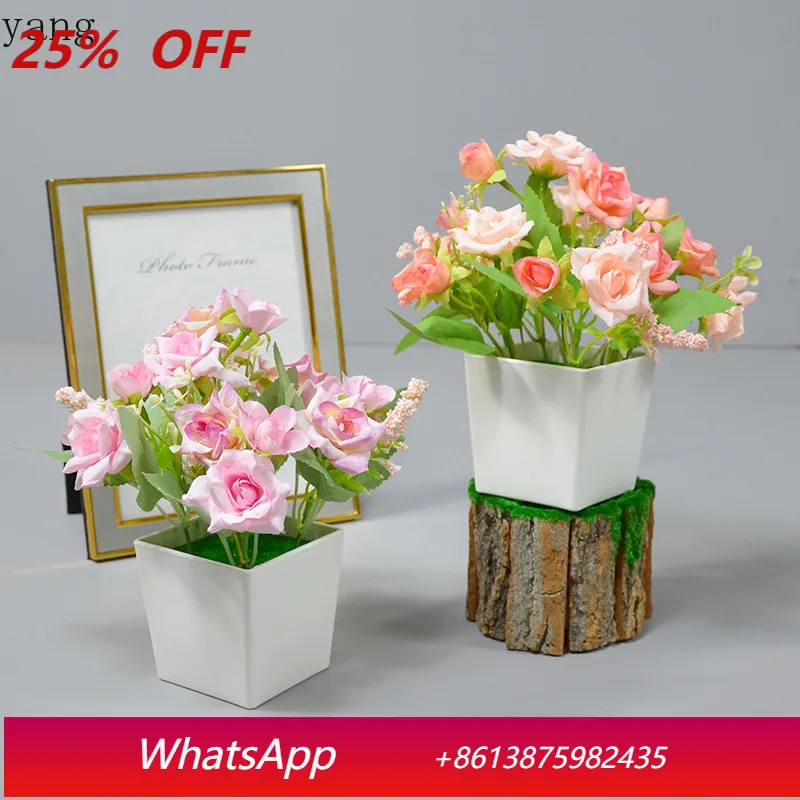 

CX Spring Horned Rose Bonsai Simulation Plant Potted Plant Home Decoration False Flower