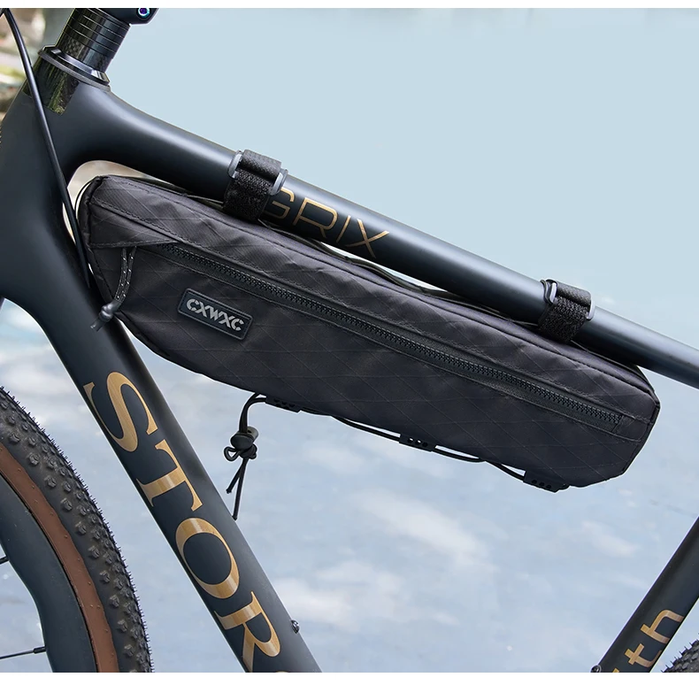 CXWXC Fahrrad-Rahmentasche, 2,4 l, großes Fassungsvermögen, Fahrrad-Unterrohrtasche, dreieckige Tasche, doppelseitiger Reißverschluss mit Bodenbindungssystem – Detail 16