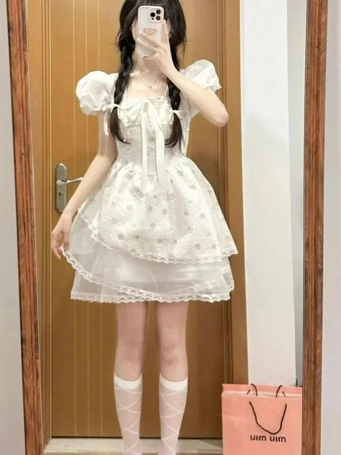 الصيف الجنية تي كعكة الدكتور الأزهار طباعة فقاعة Sve Princ Sle ort تنورة عقدة Princ الكرة ثوب الدكتور #1