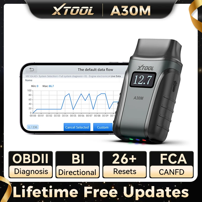 XTOOL Anyscan A30M OBD2 Scanner Bidirectional Car Diagnostic Tool ABS Code Reader Auto VIN with FCA CANFD Lifetime Free Update