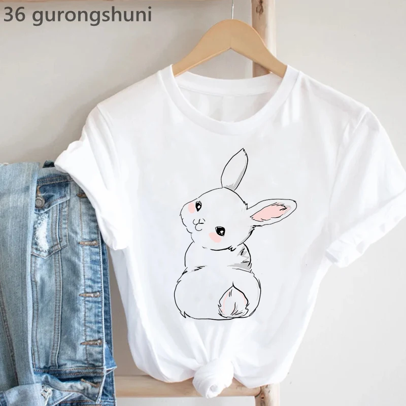 women tshirt Cute Rabbit Chubby Butt Animal Printed Tshirt Women Funny Tshirt Femme Summer Tops Harajuku Shirt Female T-Shirt