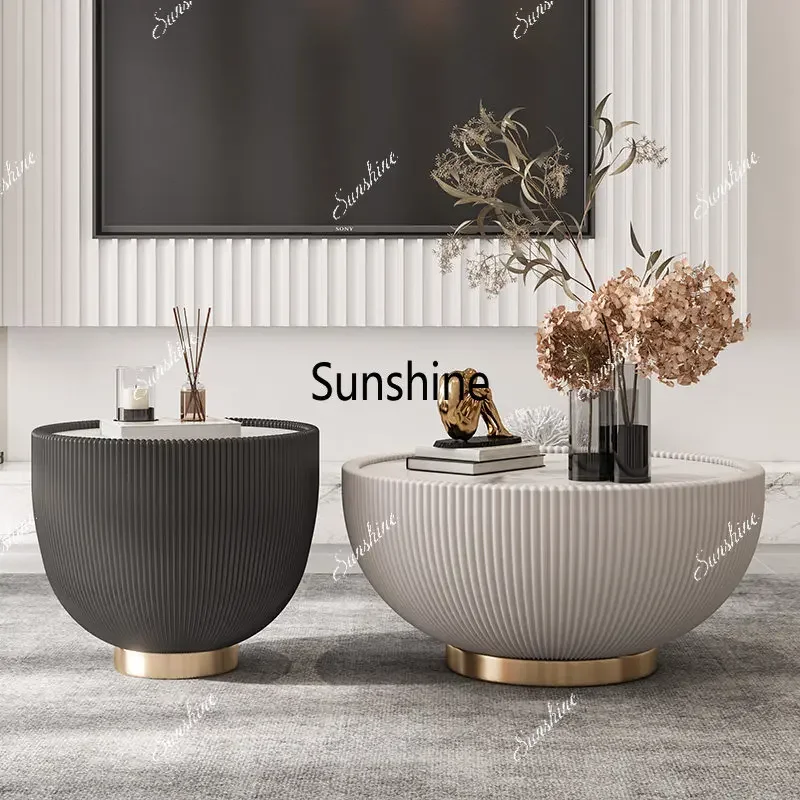Italian light luxury size round rock slab combination coffee tableT*
