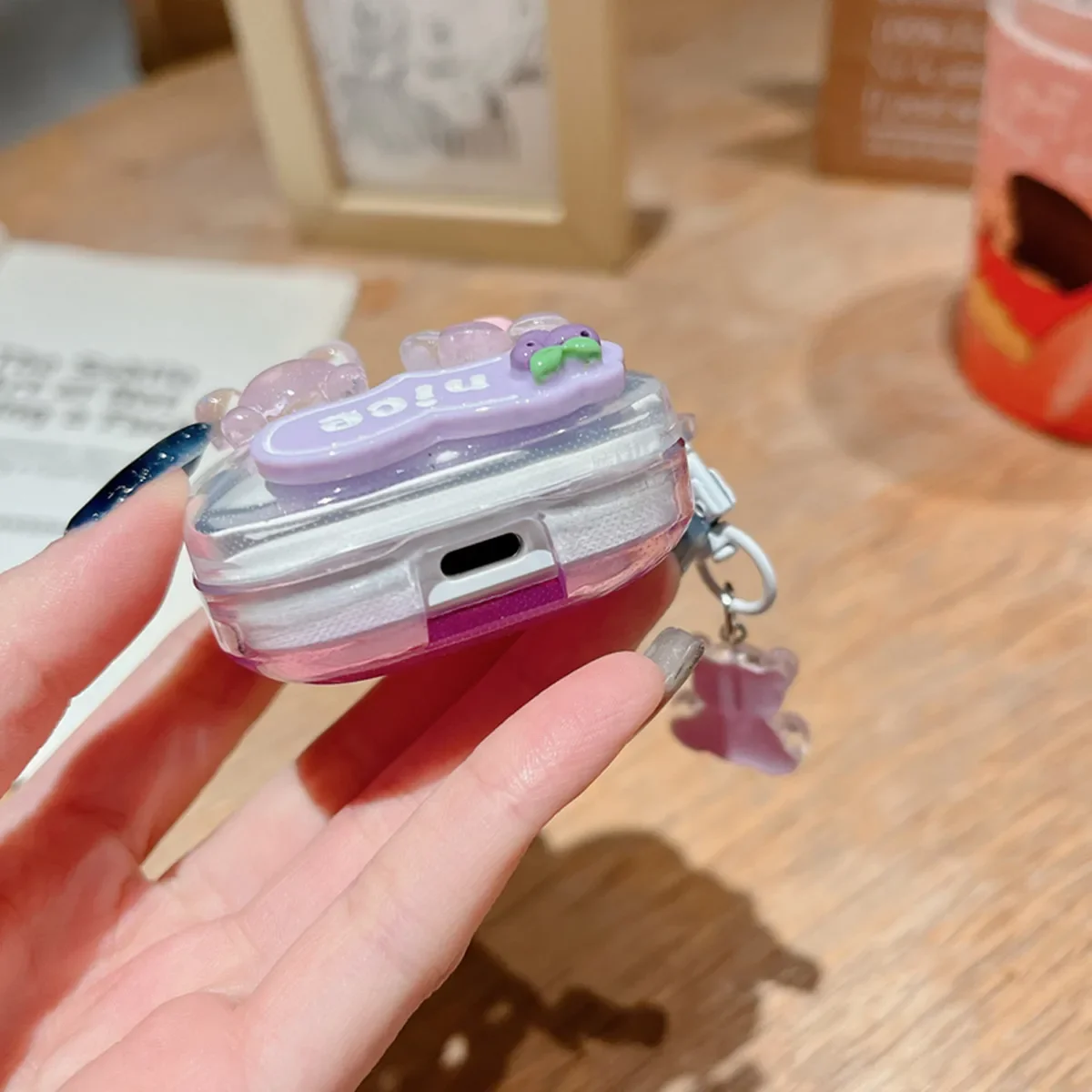 حافظة سماعة رأس لهاتف Redmi Buds 6 Active، تصميم دب زهرة لطيف، غطاء سماعات أذن شفاف متدرج مع سلسلة مفاتيح هدية للفتيات والنساء