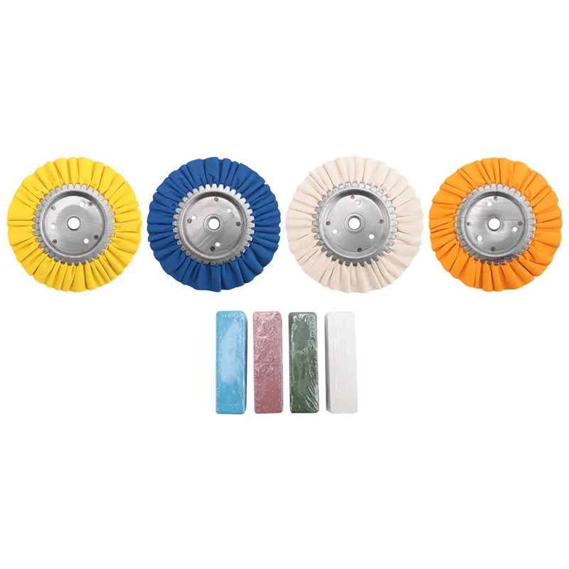 

Promotion! 8Pcs 8Inch Airway Buffing Wheel Aluminum Wheel Polishing Kit Safe Flange In Diameter 5/8 Inch Arbor For Angle Grinder