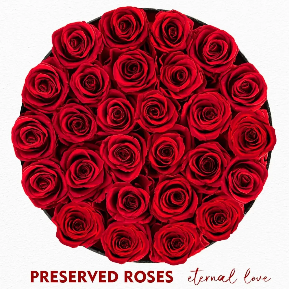 27 وردًا محفوظًا حقيقيًا في صندوق، زهور للأبد لعيد الميلاد، عيد الأم، هدايا الذكرى السنوية #3