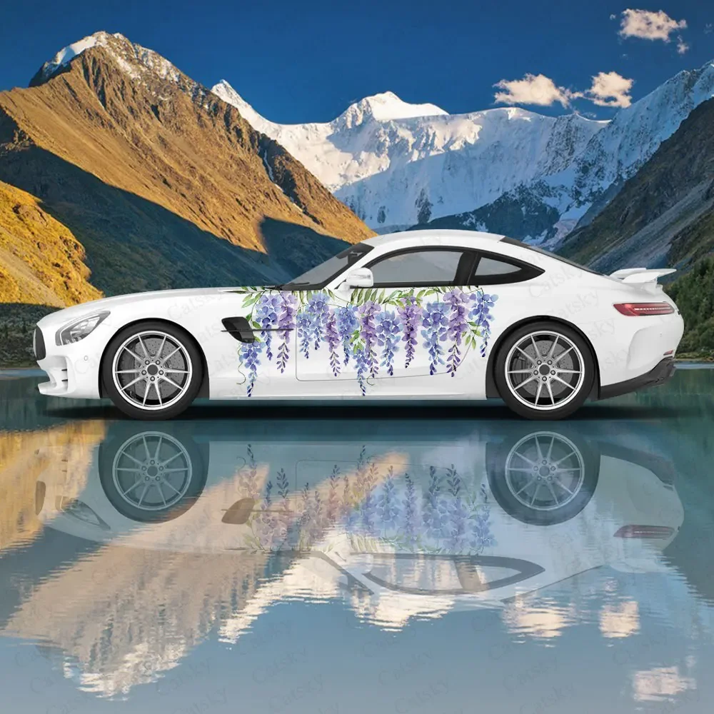Purple Flower Vine Women Car Wrap Protect Sticker Car Decal Creative Sticker Car Body Appearance Modification Decorative Sticker