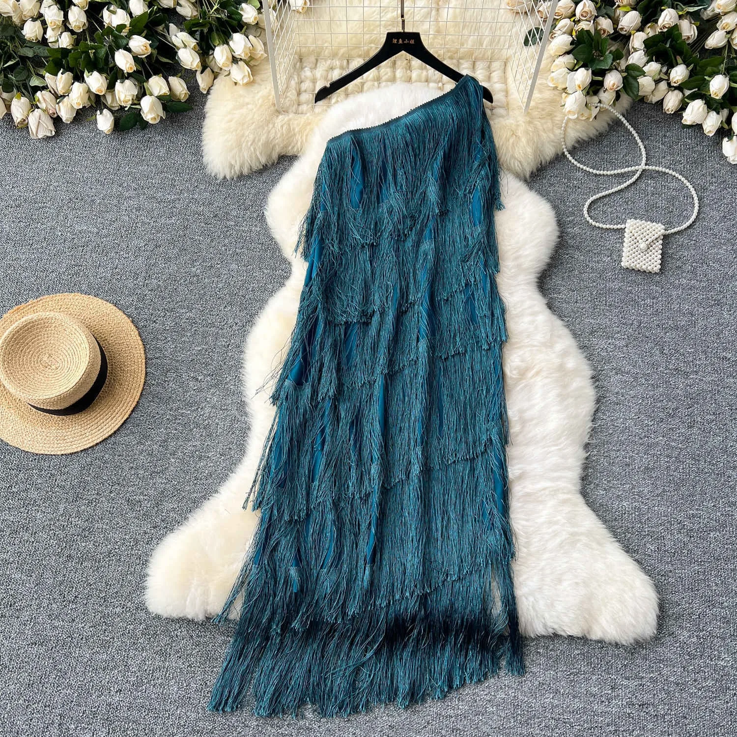 فستان حفلات نسائي سادة نقي متعدد الطبقات شرابة بدون ظهر مكشكش مثير فستان ضيق صيفي ربيعي أنيق ملابس نسائية