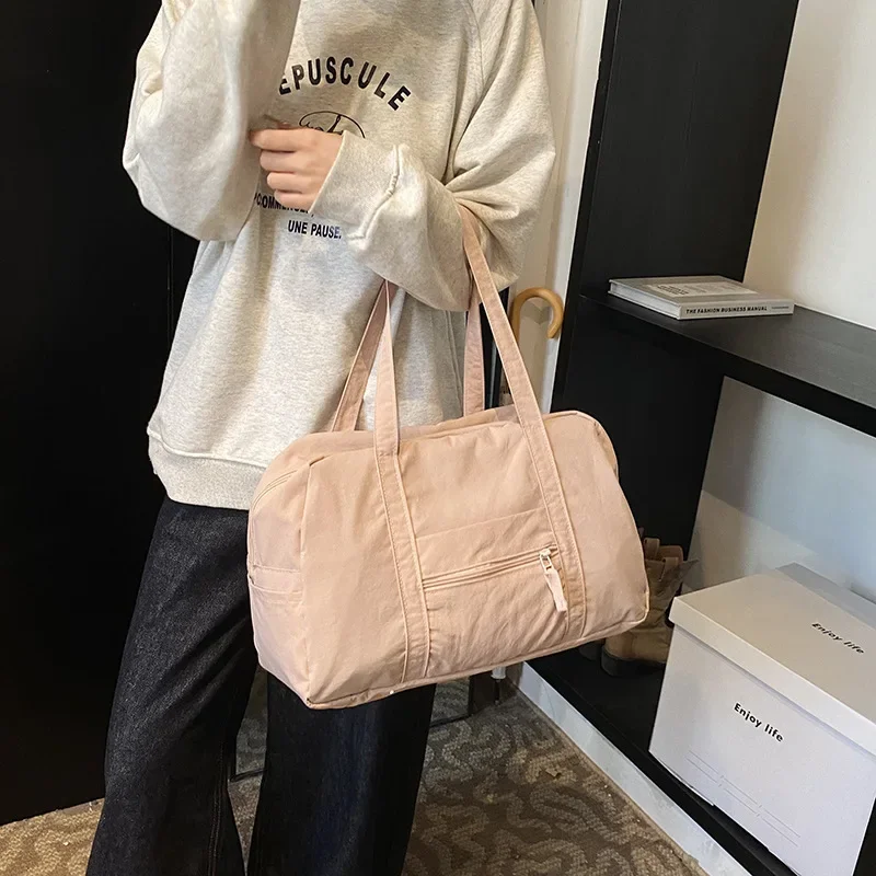 

Korean Nylon Shoulder Bags Large Capacity Waterproof Handle Travel Bags Commuter Cloth Handbags For Travel Outdoors