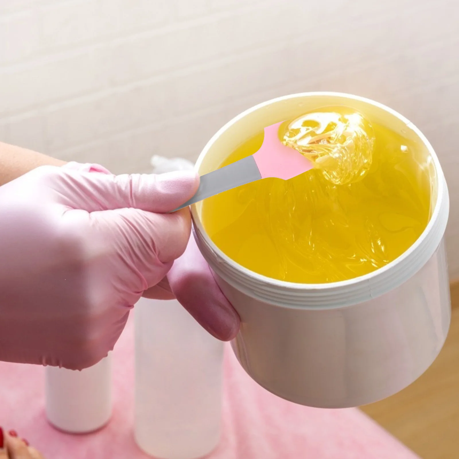 2 قطعة ملاعق شمع سيليكون مقبض طويل سطح أملس مكشطة شمع إزالة الشعر قابلة لإعادة الاستخدام غير عصا إزالة قضيب الشمع #5