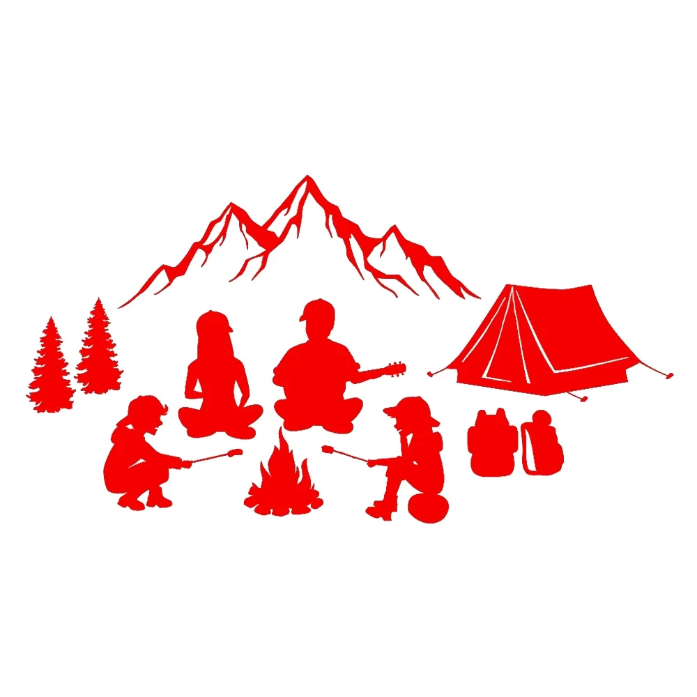 Car Stickers Outdoor Bonfire Family Camping Pattern VINYL STICKER Accessories Cute, Personality, Products Decoration Decals PVC