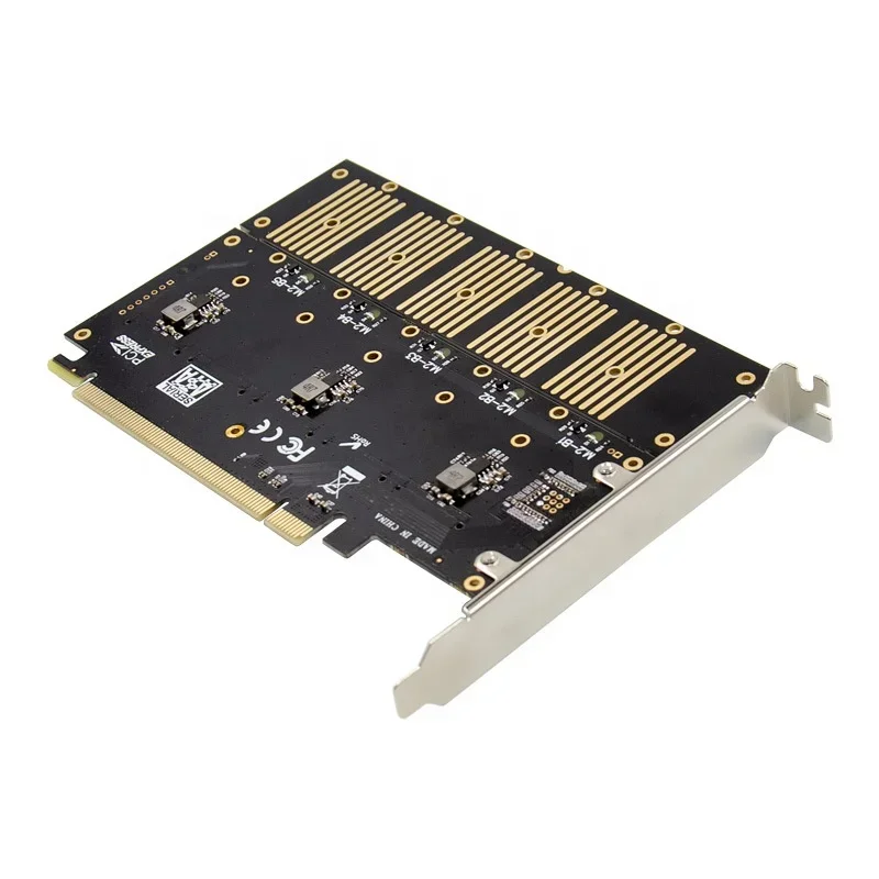 PCI-E X16 M.2 B คีย์ SSD อะแดปเตอร์การ์ด PCIE 5 พอร์ต B คีย์ NGFF M.2 SSD อะแดปเตอร์การ์ด JMB585 ชิปเซ็ตคีย์ b