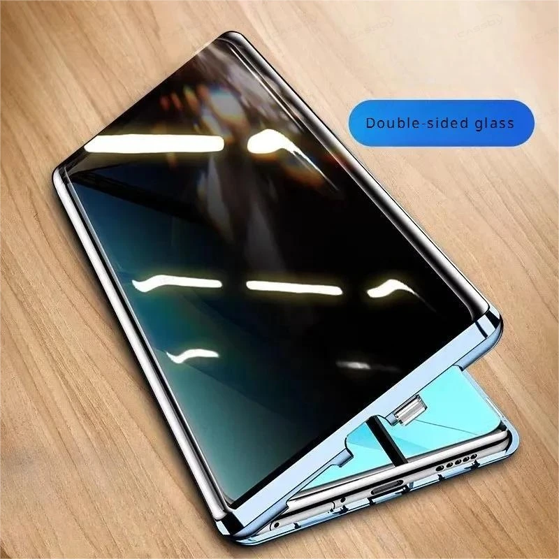 Double Sided Glass Phone Case For OPPO Reno 13 Pro Anti-Privacy Metal Magnetic Lens Protector Reno13 Reno 13Pro Reno13Pro Cover