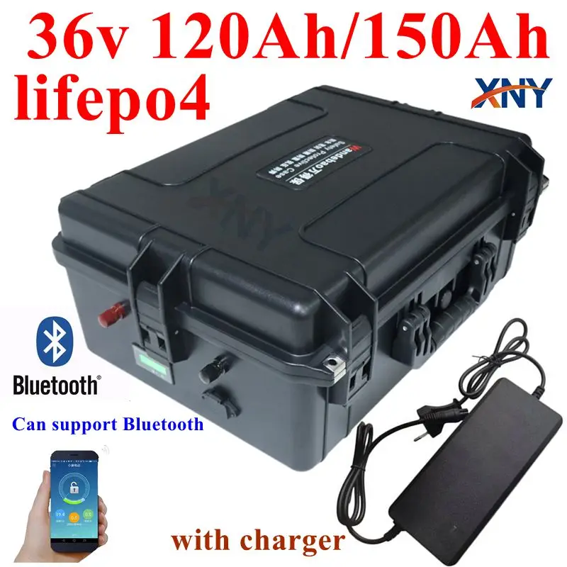 

whatproof 36V 150AH lifepo4 36v 120Ah lifepo4 lithium chargeable battery with bluetooth for 3000w go cart bike scooter boat