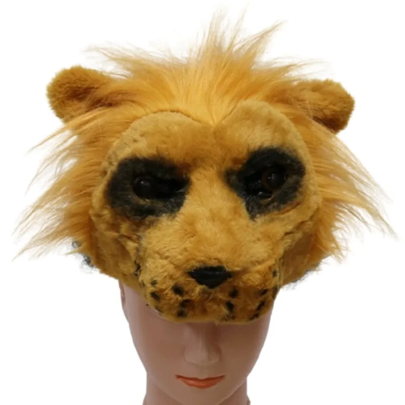 Hyena Half Face Mask Halloween Cosplay Prop Plush Animal Headwear