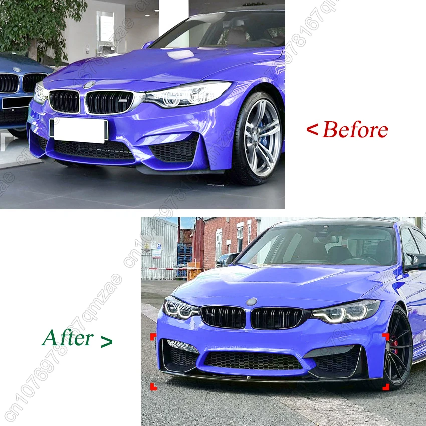 Black Car Front Bumper Lip Side Splitter Canards Spoiler For BMW 3 4 Series M3 M4 F80 F81 F82 F83 2013-2020 Fog Lamp Grill Trim