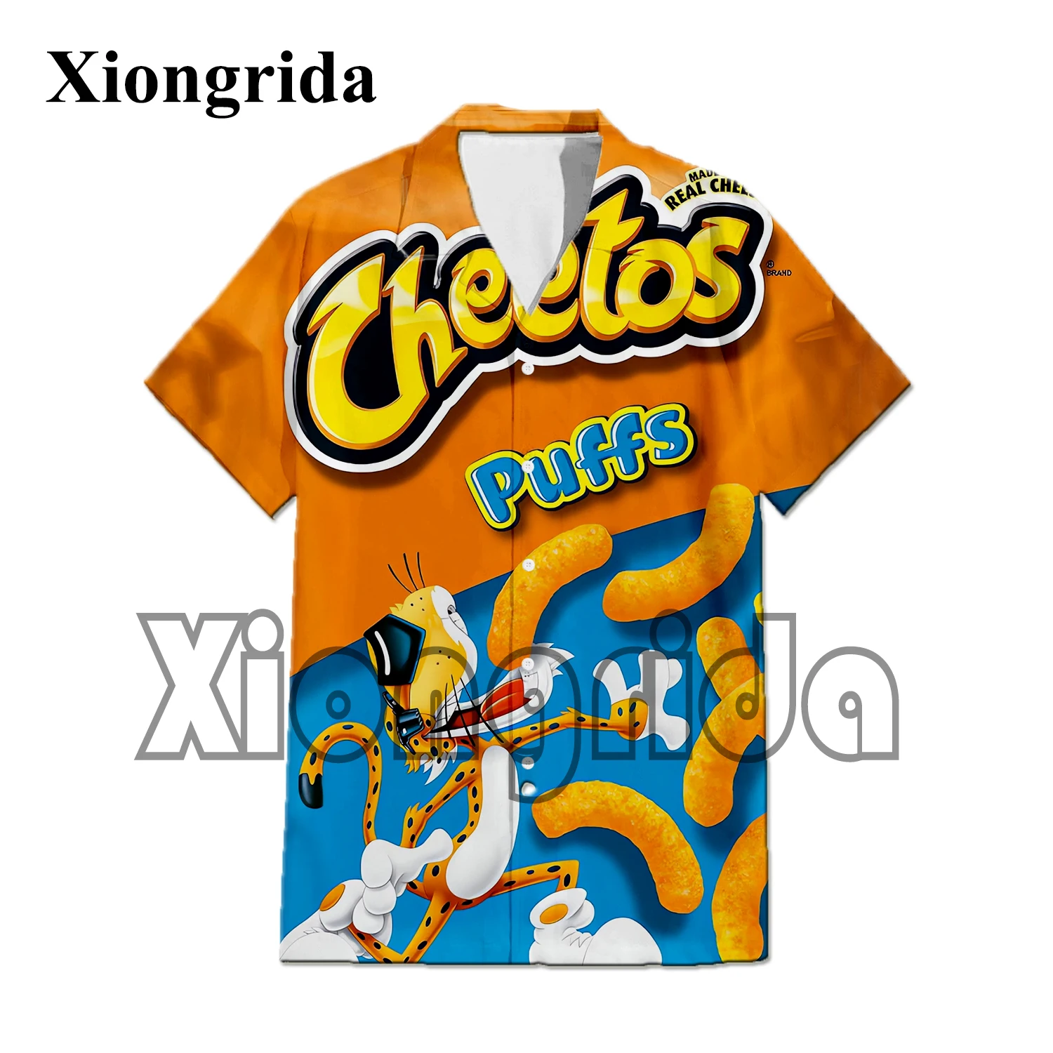 Novelty Hot Cheetos Food Puffs 3D Print Men Shirts Compression Street Punk Short Sleeve Shirts Fashion Hawaii Beach Shirts Tops