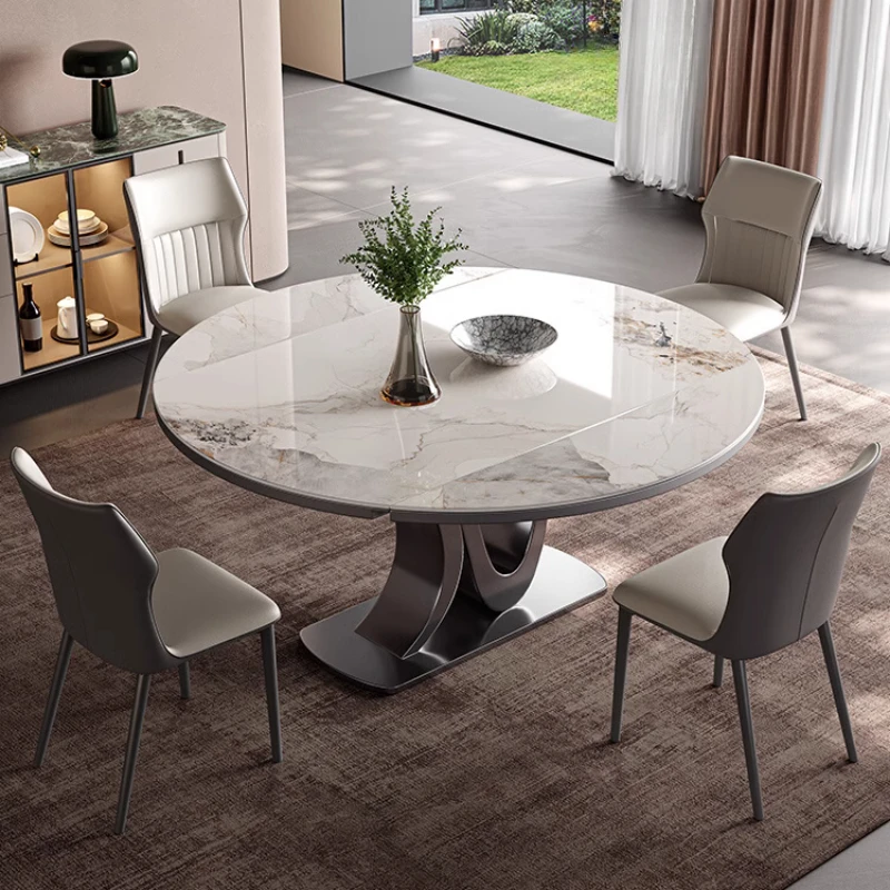 

Folding Coffee Dining Table Round Rock Induction Cooker New Modern Light Luxury Variable Extended Space Saving Home Furniture