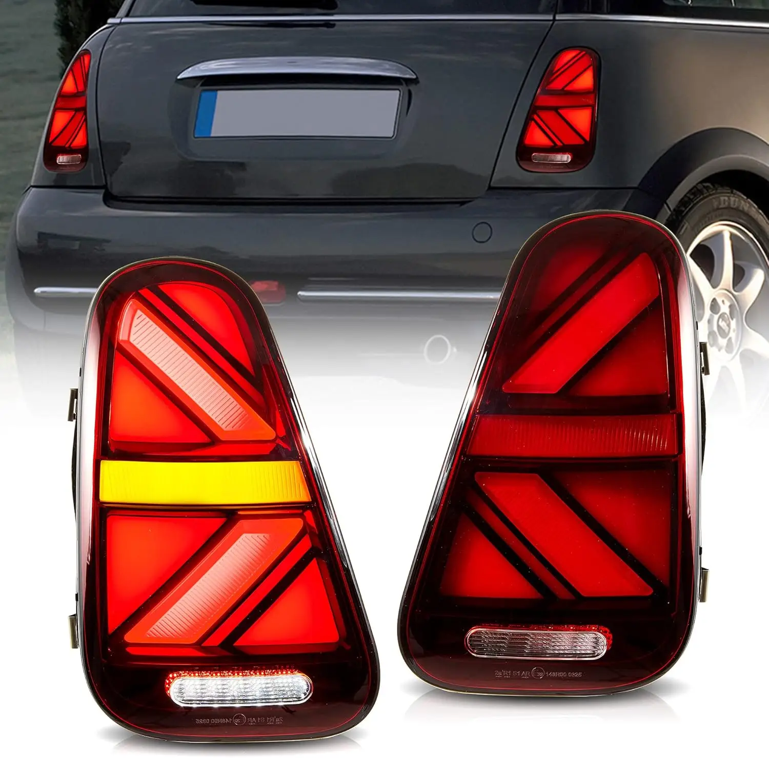 Pair Red Tail Lights Assembly For 2001-2006 Mini Cooper R50 R52 R53 Car Rear Lamps Left And Right Side