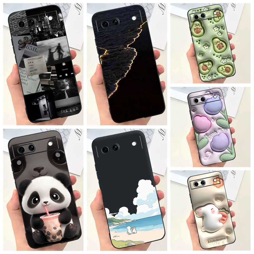 For Google Pixel 8A 6 6A 7 Case Luxury Black Soft Silicone TPU Bumper Phone Cover for Google 6a Pixel8a Capa