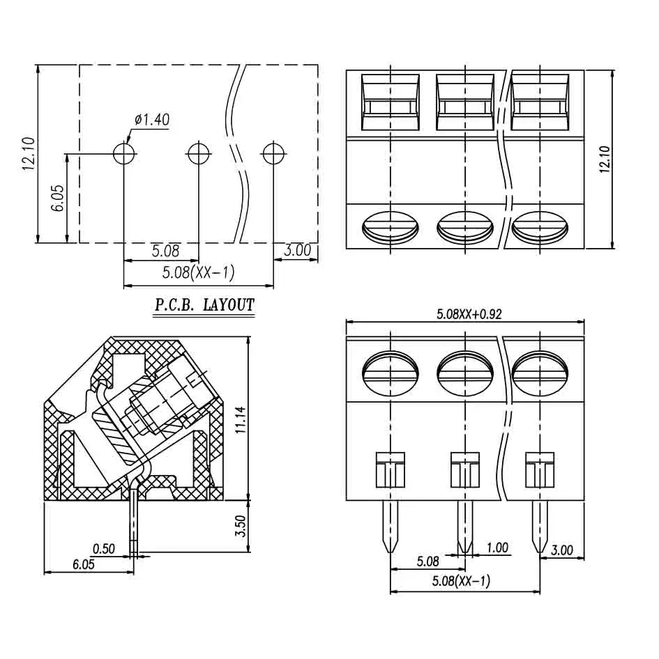 50PCS KF127S 5.08 2P ~ 12P PCB UNIVERSAL SCREW TERMINAL BLOCKS DG127S 5.08mm 2PIN ~ 12PIN SMKDSN1,5/2-5,08 1869211