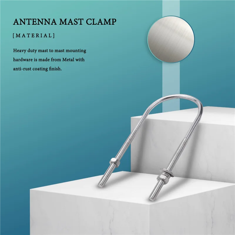 M16KDouble هوائي الصاري المشبك الخامس كتلة الفك مع U البراغي الثقيلة المضادة للصدأ الصاري إلى الصاري جبل قوس عدة للتلفزيون ، CB ، هام