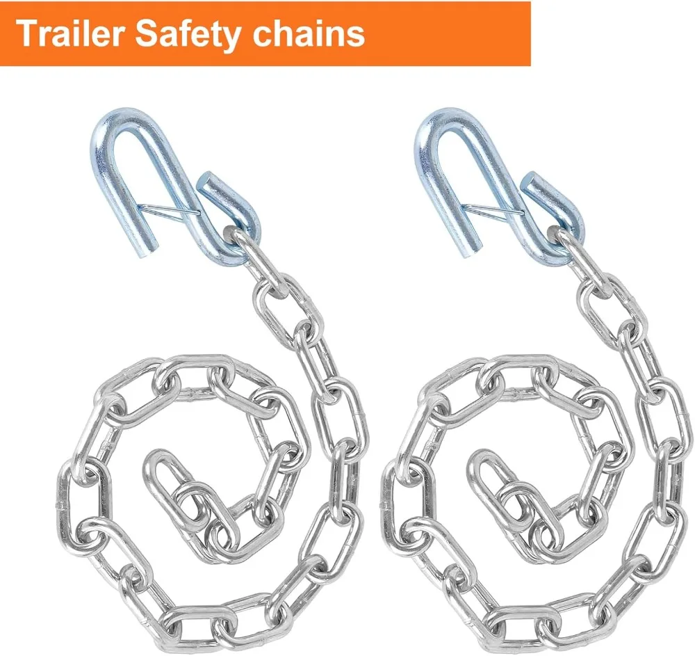 5/16" x 27" Grade 30 Steel Boat Trailer Safety Chain with Spring Clip Hooks, 7000 lbs, 2 Pcs - view 5