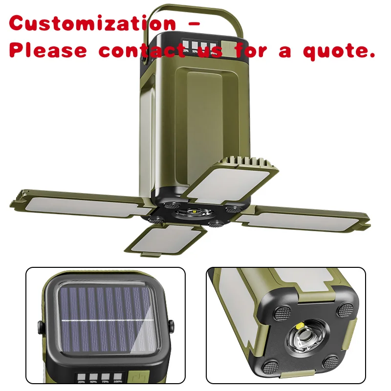 custom.Battery Level Display Folding Tent Waterproof Outdoor  Charge Flashlight  Rechargeable Garden LED Camping Lante