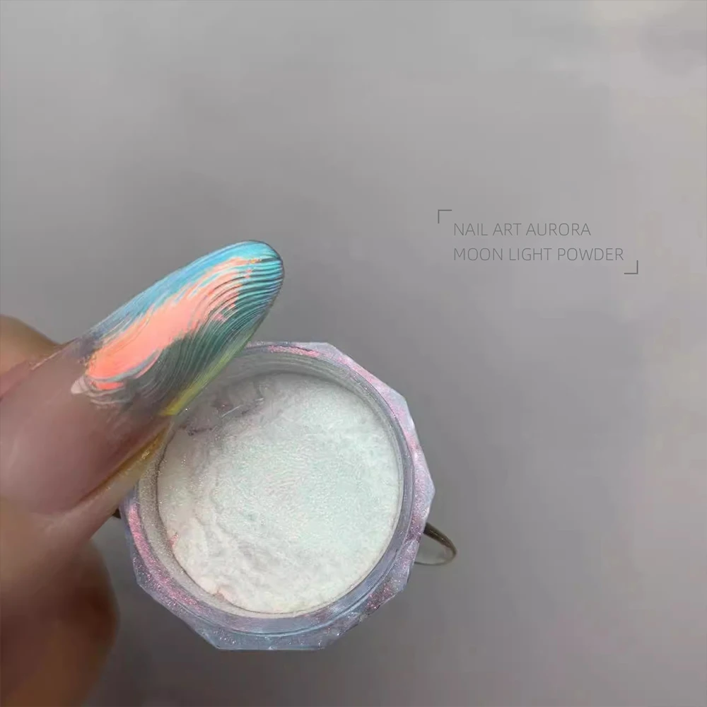 1Jar Chameleon Iridescent Mermaid Chrome Nail Powder Aurora Neon Pearlescent Nail Rubbing Pigment Nail Art Supplies Decoration