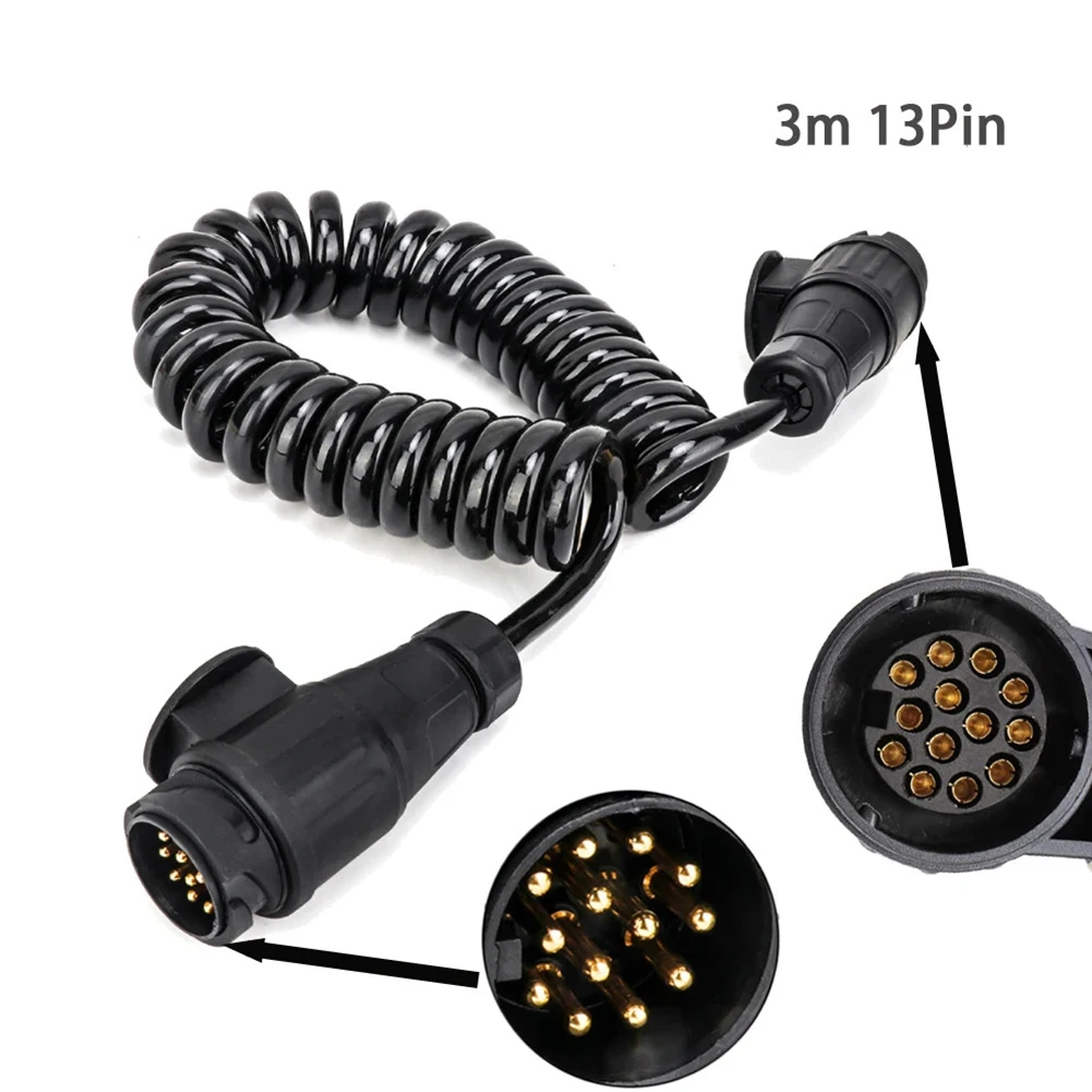 Car 13 Pin Coiled Cable 3 Meter Trailer Cable PVC Robust Electric Cable And Socket Socket Trailer Cable