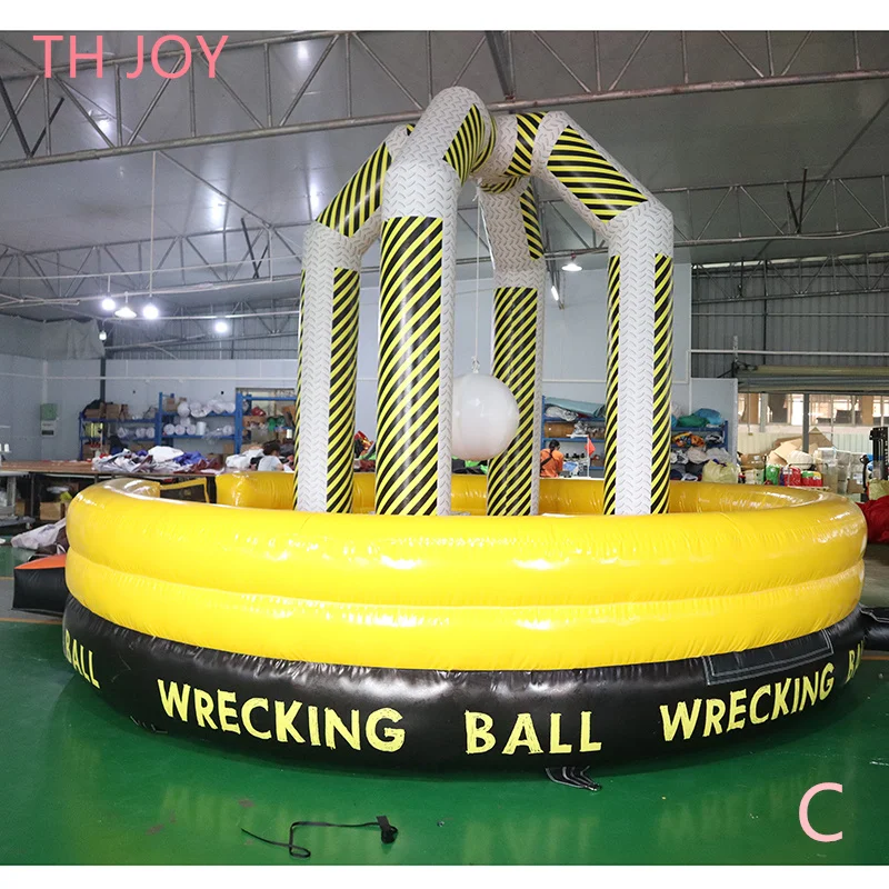 snel luchtschip tot deur, 5m 17ft dia Uitdaging opblaasbare games Zone Wrecking Ball carnaval spel, opblaasbaar wipeout spel te koop