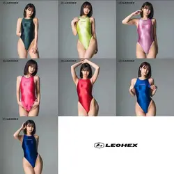 LEOHEX-Sexy Glossy Shiny Swimsuit, Transparent Bathing Suit, Tights for Swimming, One Piece Bodysuit, High Cut