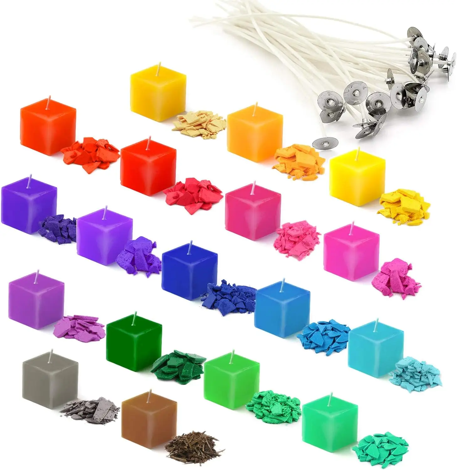 16 Candle DYE Colors + 15 Candle Wicks + 5 Candle wick Holders Set, High Purity Solid  Candle Colours for DIY Candles Making