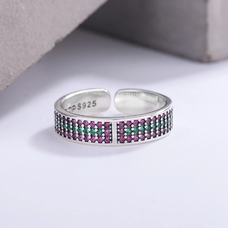 Popular Fashion Full Diamond CZ Ladies Ring New Temperament Personality Design Inlaid Zircon Geometric Index Finger Ring Female