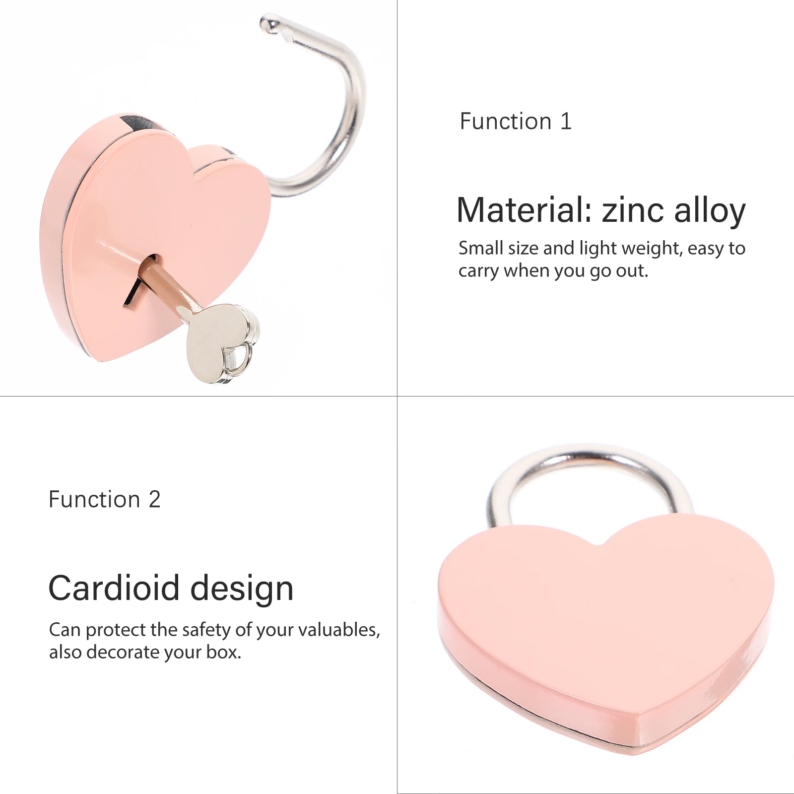 

1pc Heart Shape Alloy Lightweight Size Luggage Small Locks Suitcase Small Locks With Keys Backpack Diary Padlock with Key
