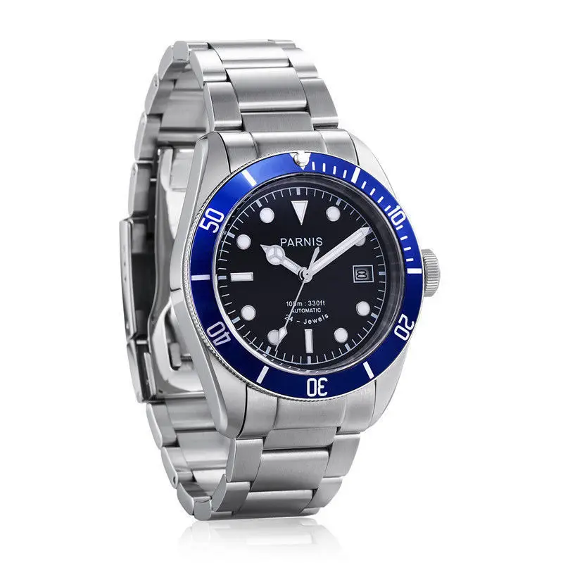 Parnis 41mm Sapphire Crystal Miyota Automatic Men\'s Watch Luminous Marker 10 ATM Waterproof