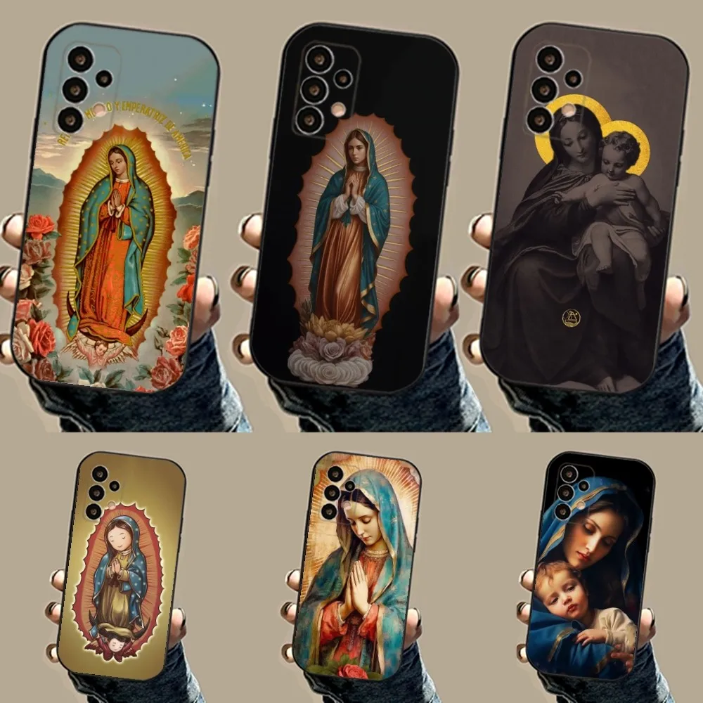 

New Virgin De Guadalupe Virgen Mary Phone Case For Samsung S24,23,23,22,30,21,10,9,Note20 Ultra,Lite,Ultra,5G,Plus,FE,Black Soft