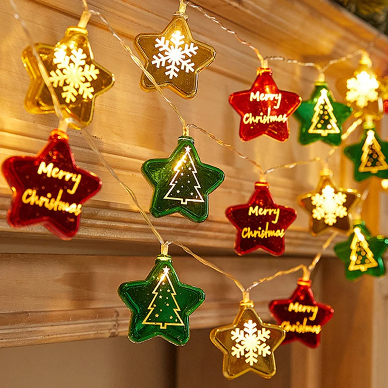 

2/3M Christmas LED Fairy Lights Garland Xmas Ball Stars String Lights Xmas Tree Hanging Ornament New Year Home Garden Decor Lamp