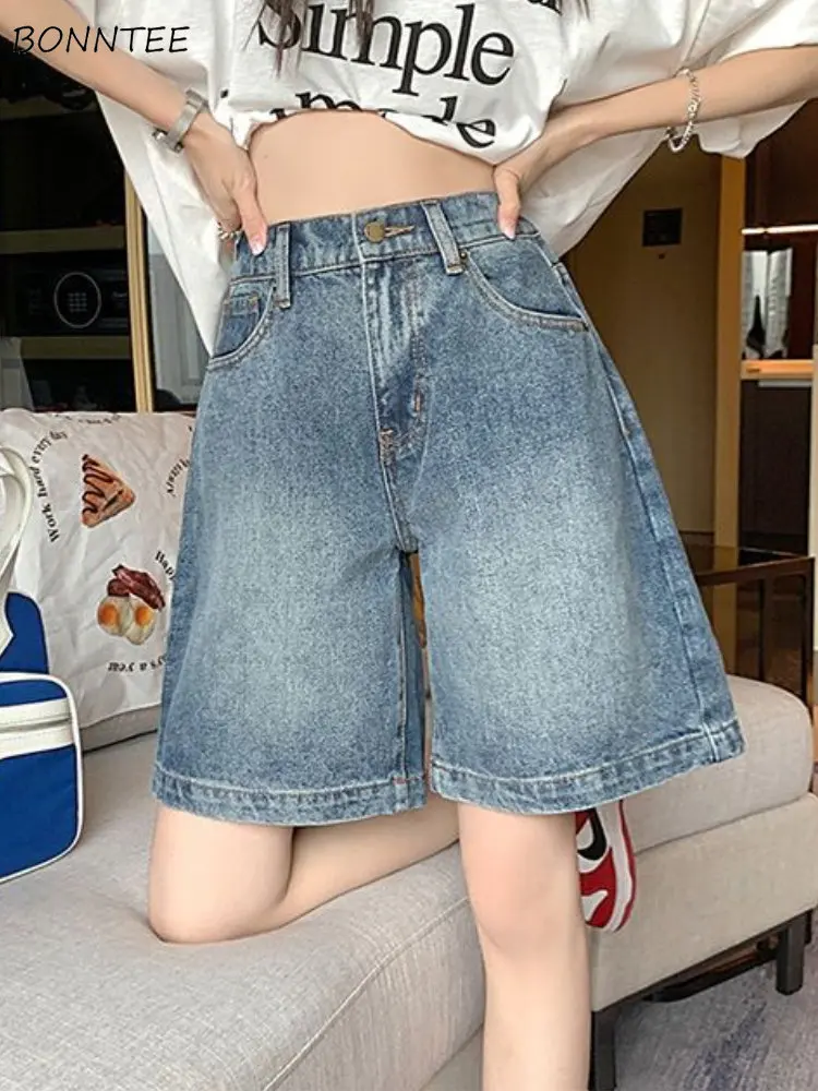 데님 S-4XL 반바지 여성 블루 루즈 빈티지 하이 웨이스트 여름 쿨 스트리트웨어 패션 학생 미적 데일리 올 매치 Ulzzang