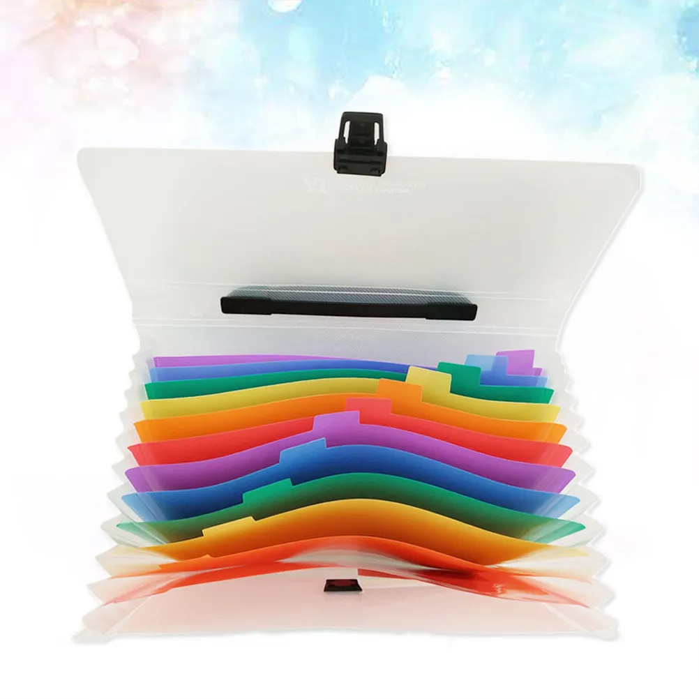 

13-Pocket A4 Expanding Accordion File Folder with Ergonomic Handle PP Waterproof Plastic for Office Study Organization Colorful