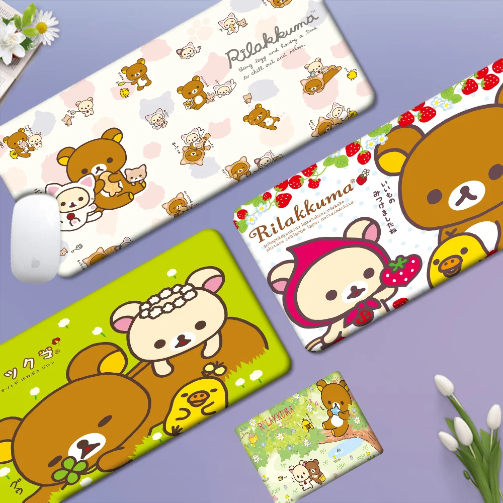 Cartoon Nette Rilakkuma 80x30cm XL Lockedge Desktop Schreibtisch Matte Kawaii Gaming Zubehör Studenten Schreiben Pad